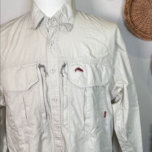 SIMMS Fishing Shirt Performance Fishing Button Down Long Sleeve Shirt Large Tall